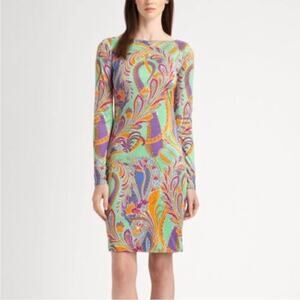 Ralph Lauren Black Label Silk Paisley Dress Sz 12